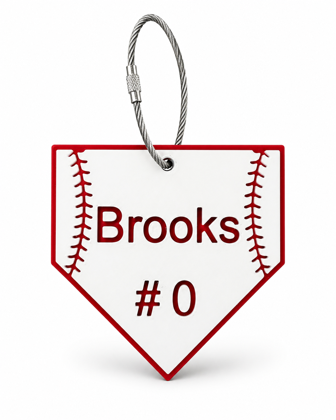 Alternate view of Personalized 3D printed baseball home plate bag tag