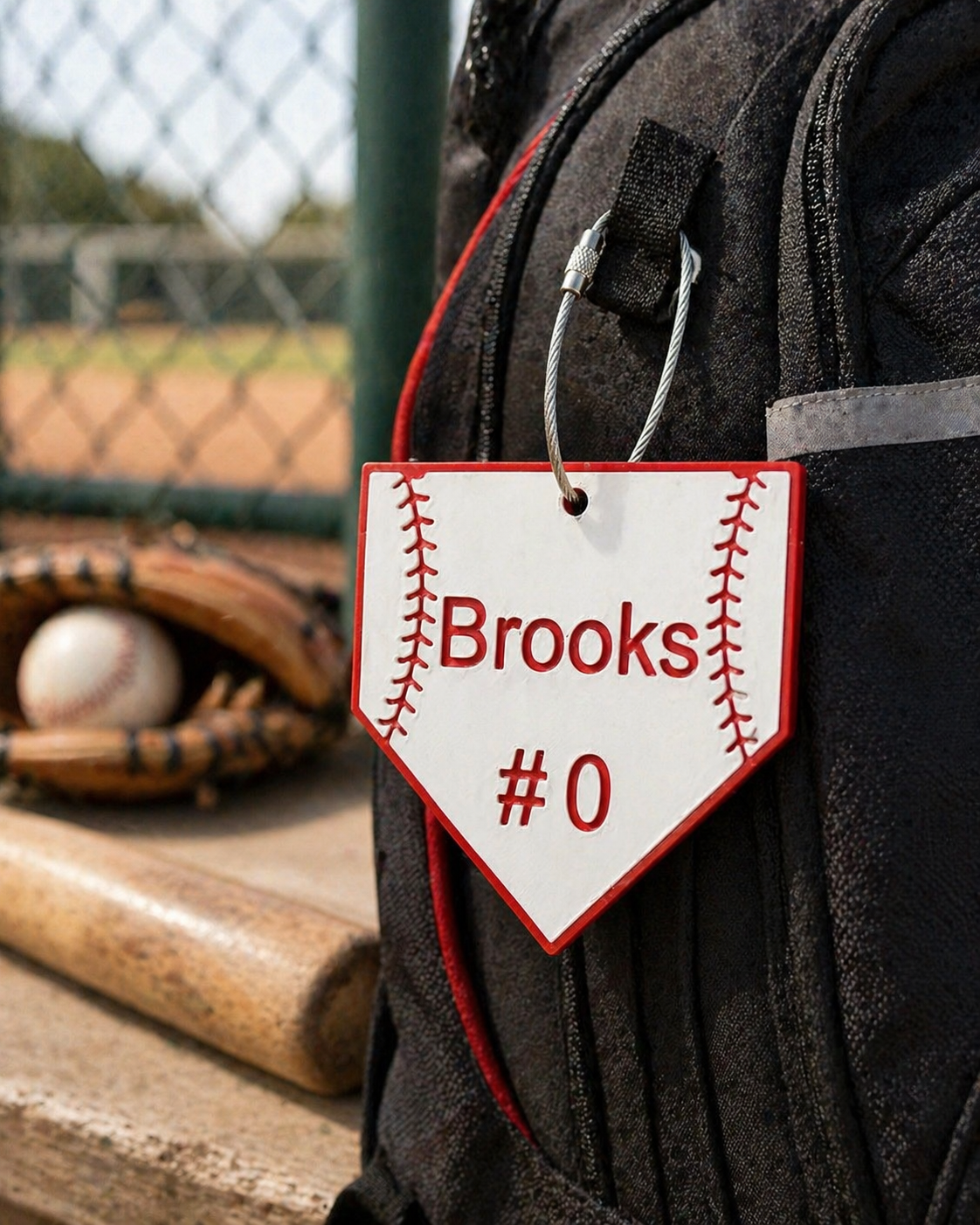 Baseball Home Plate Bag Tag