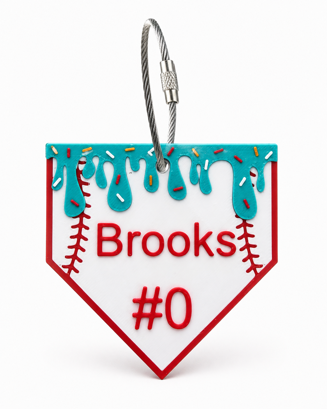 Alternate view of Personalized 3D printed baseball home plate drip bag tag