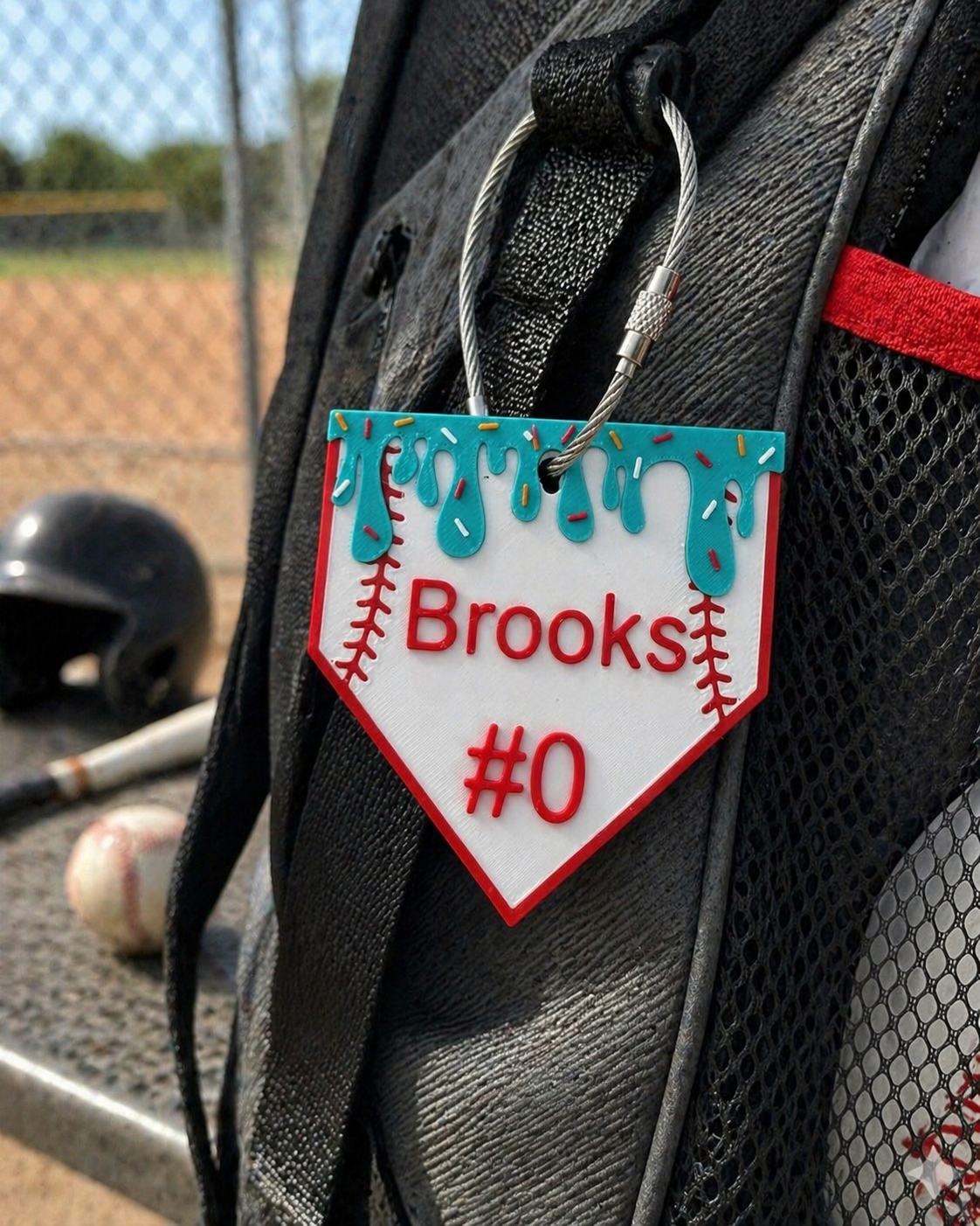 Baseball Home Plate Drip Bag Tag