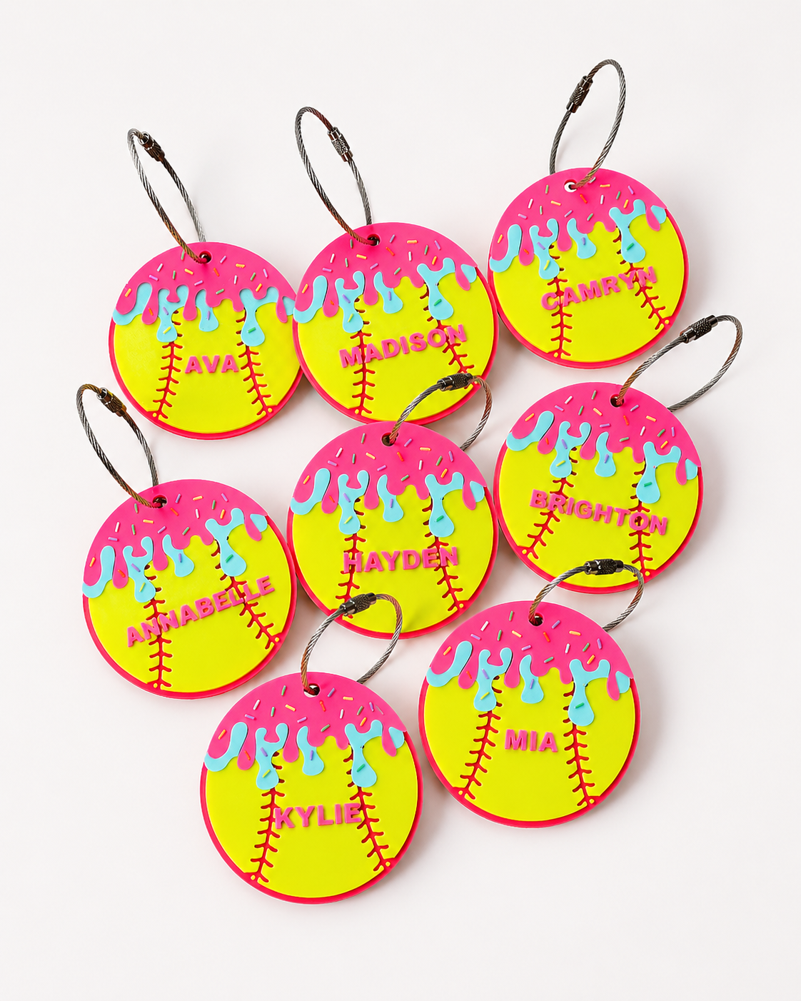 Alternate view of Personalized 3D printed softball double drip bag tag