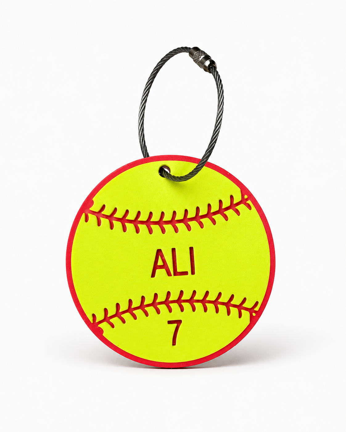 Personalized softball bag tag for player gear