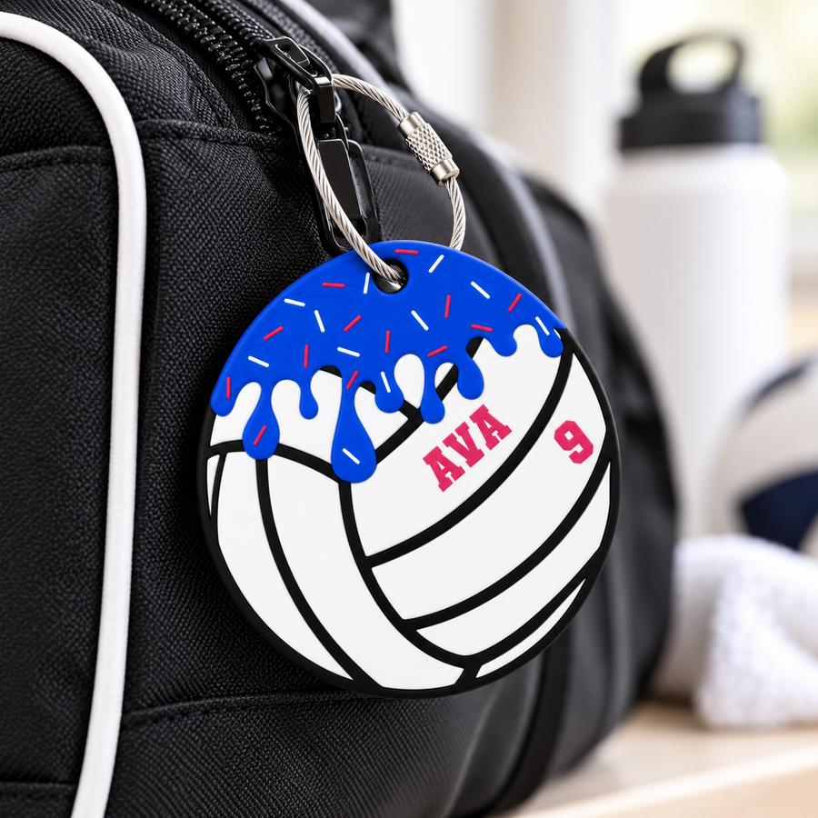 Personalized 3D printed volleyball drip bag tag