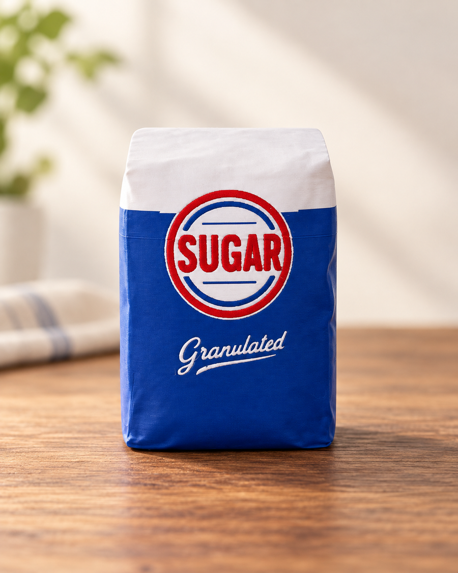 3D printed pretend sugar bag